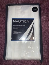 NIP Nautica European Pillow Sham Lemongrass 100 Cotton 26 X 26 White Green