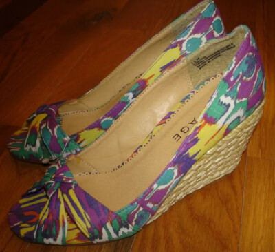 NEW Rampage KIMORA Purple Multi Open Toe Shoes Heels