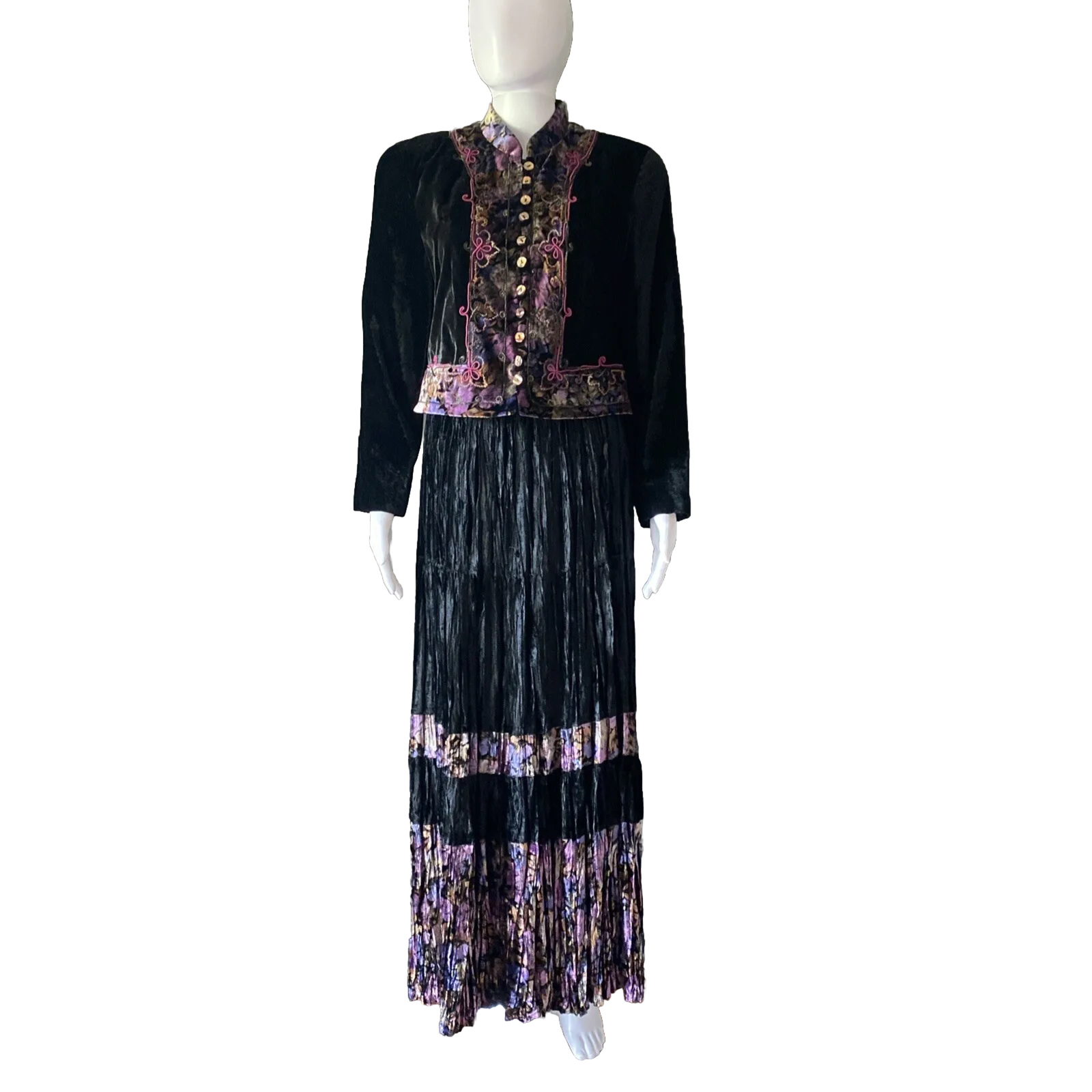 CRUSHED VELVET Jacket & Broomstick Skirt SZ Petite By Hairston Roberson ROPA image 2