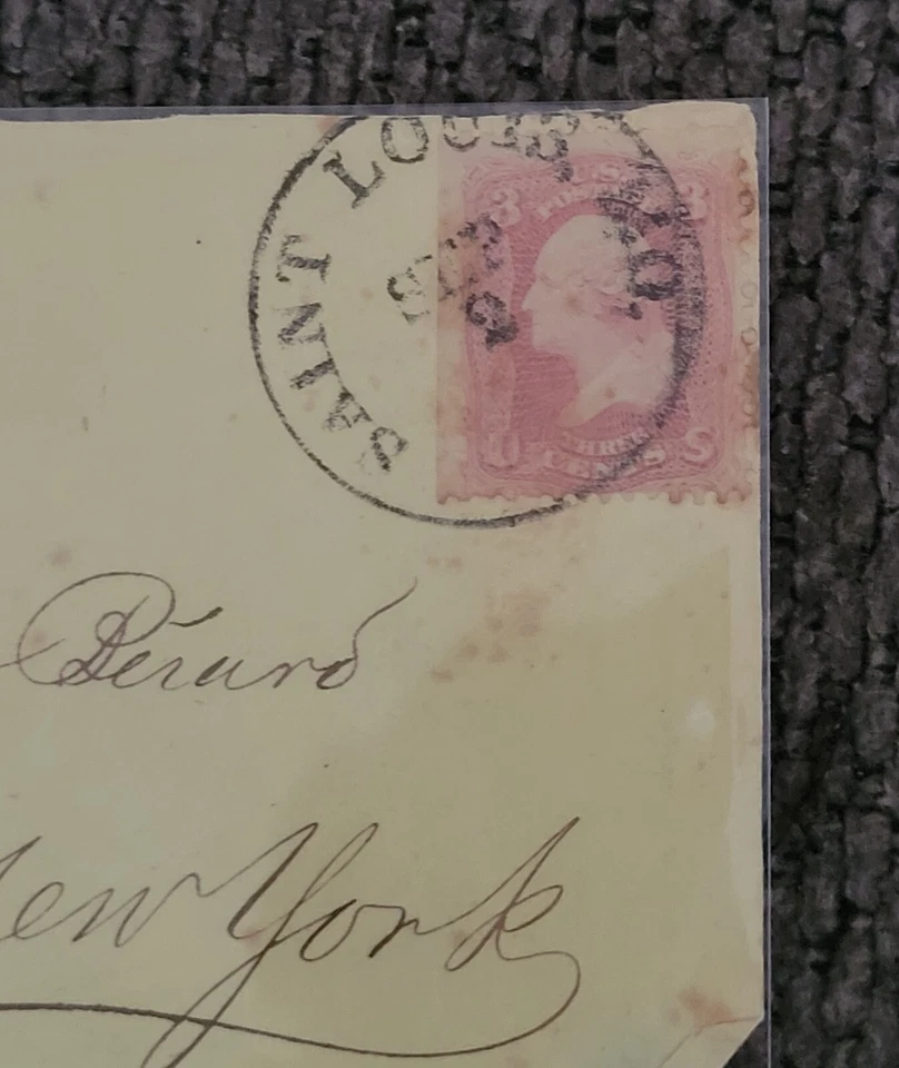 US Sc 64 on 1861 Cover, St. Louis MO Sept 2nd, easy identify as pink, front only - Image 3 of 4