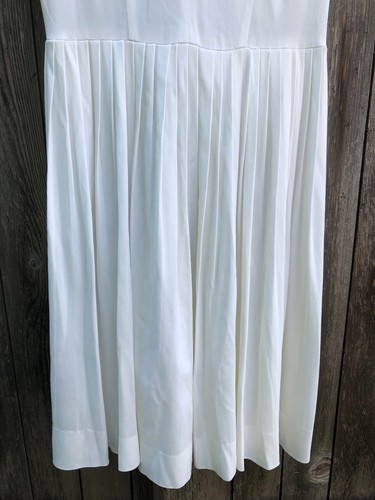 Vintage 60s 70s Polyester Satin Stretchy White Sun Dress Back Zip Sz Small - Picture 3 of 11