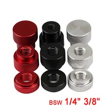 BSW 1/4-20 3/8-16 Knurled Thumb Nuts Through Hole Aluminum Alloy Hand Grip Knobs