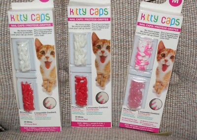 Kitty Caps Nail Caps for Cats White/Coral Red- Pink Glitter NEW Fast Shipping!