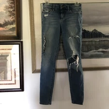 Joes Distressed Holes Skinny Ankle Blue Jeans Size 25 A2219