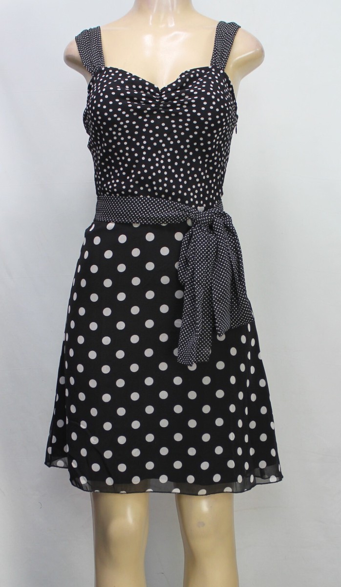 Guess Women's Dress Sleeveless Polka Dot Black/White Size