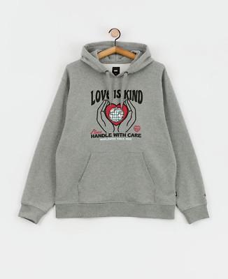NWT Vans Love Is Kind Embroidered World Heart Gray Hoodie Sweatshirt Mens Small