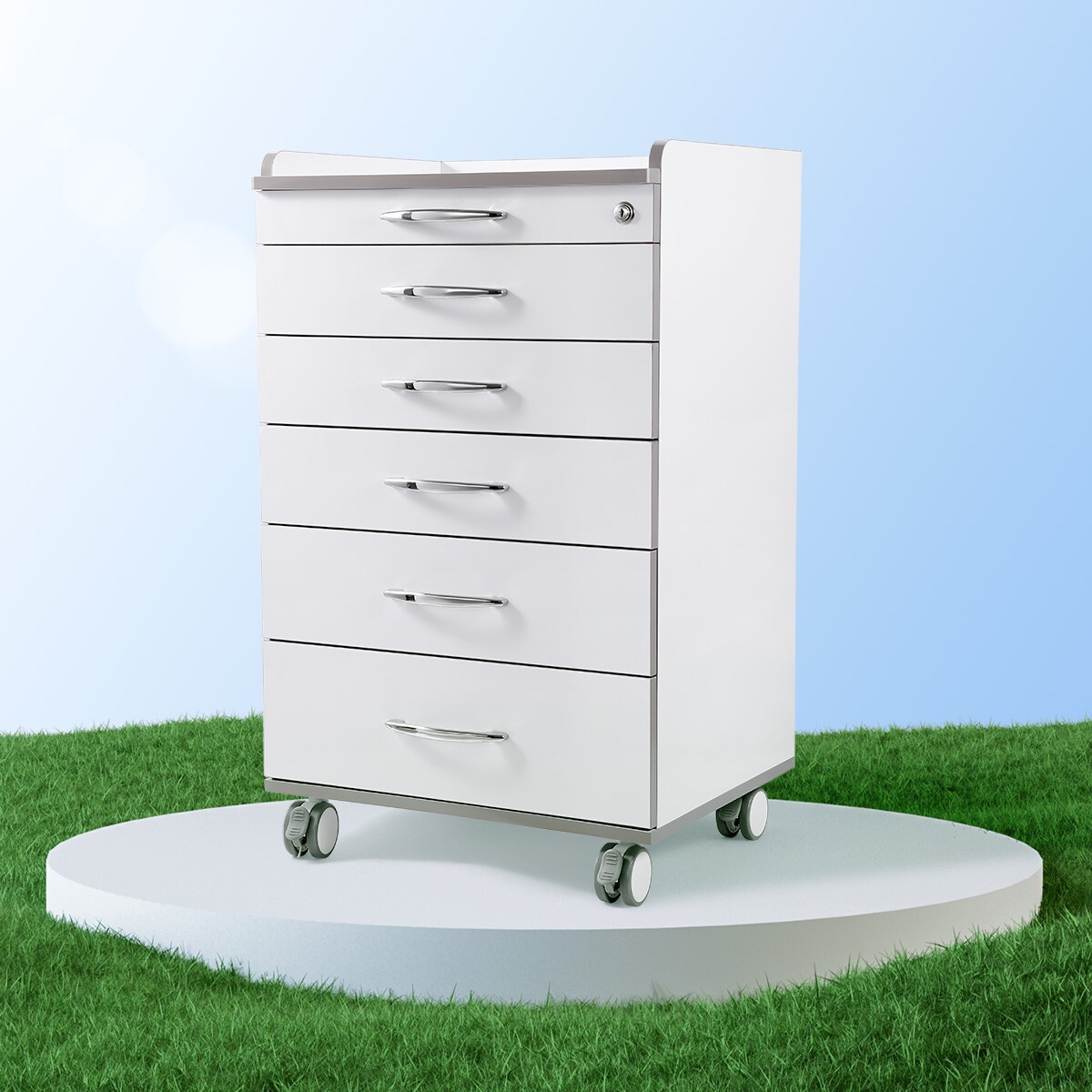 Dental Cart Storage Cabinet 5 Drawers Mobile Utility Cart Medical Cabinet Office