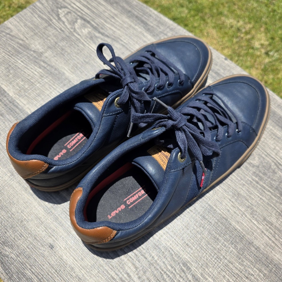Levi's Turner Sneakers Mens 13 Comfort Navy Blue & Brown Athletic