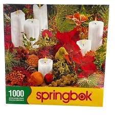 2011 Springbok Christmas Colors Puzzle 1000 PC 24" X 30" Candles Poinsetta Pines