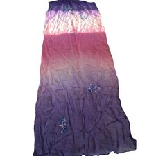 Vintage Purple  Pink Embroidered Scarf made in Japan 15  x40  