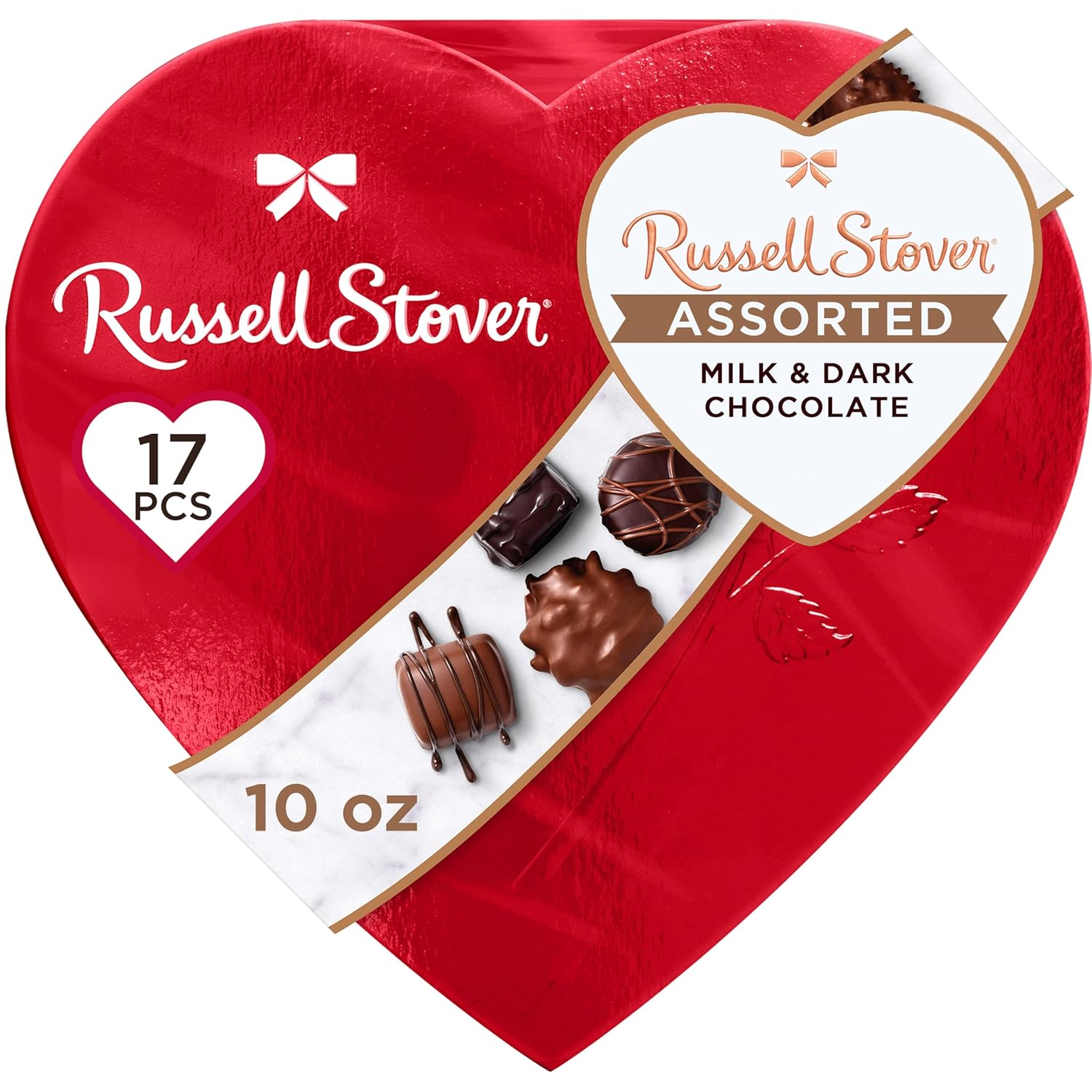 Russell Stover, Red Foil Heart, 10 Ounce Chocolate Gift Box for Valentine'S Day
