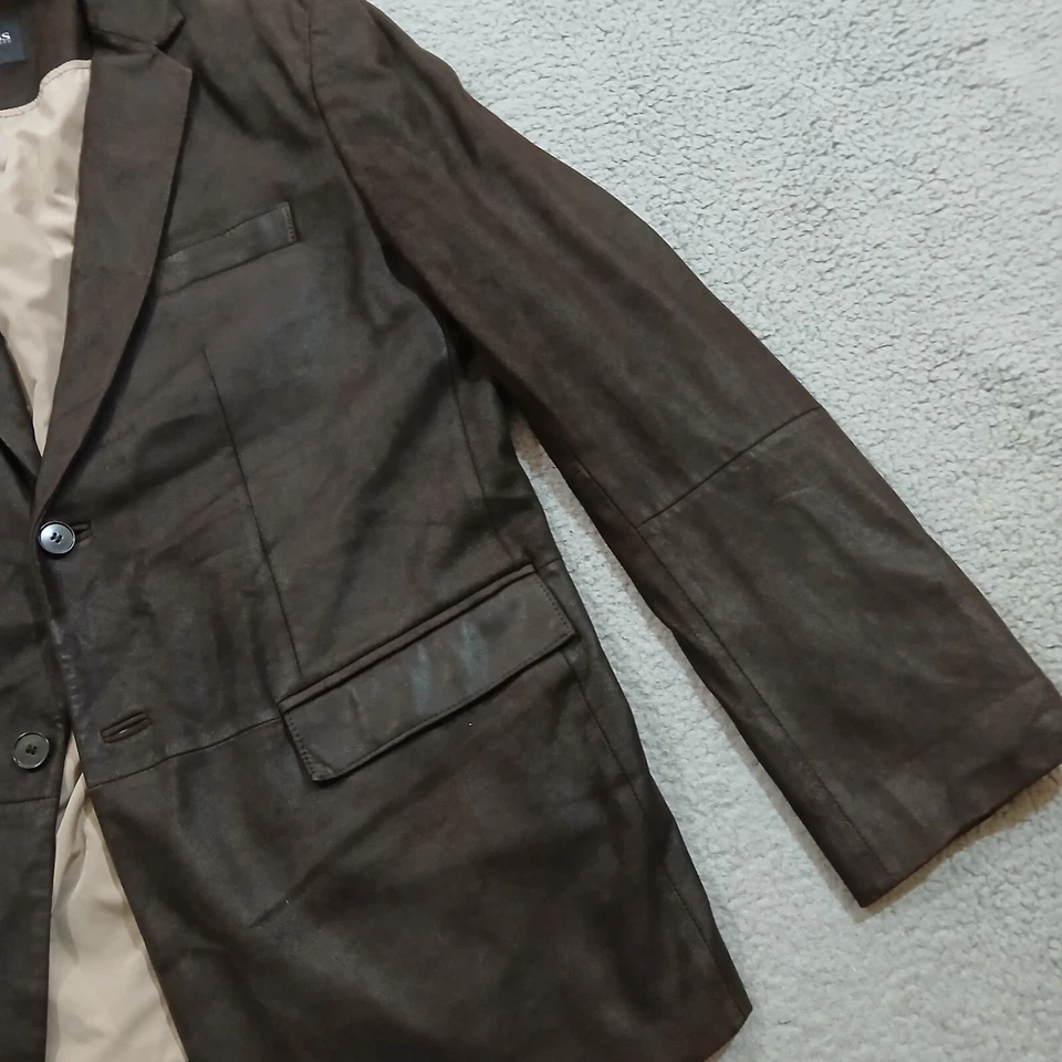 Hugo Boss Blazer Abrigo Deportivo Chaqueta Para Hombres 42R Marrón Piel de Cabra Cuero Vestido Informal Foto 4 de 4