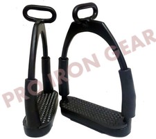 5    OFFSET HORSE FLEXIBLE SAFETY BLACK STIRRUPS RIDING HORSE BENDY STIRRUPS