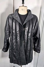 Vintage 90's Women's Leather Jacket Size 42 Large Leather School Florence Black