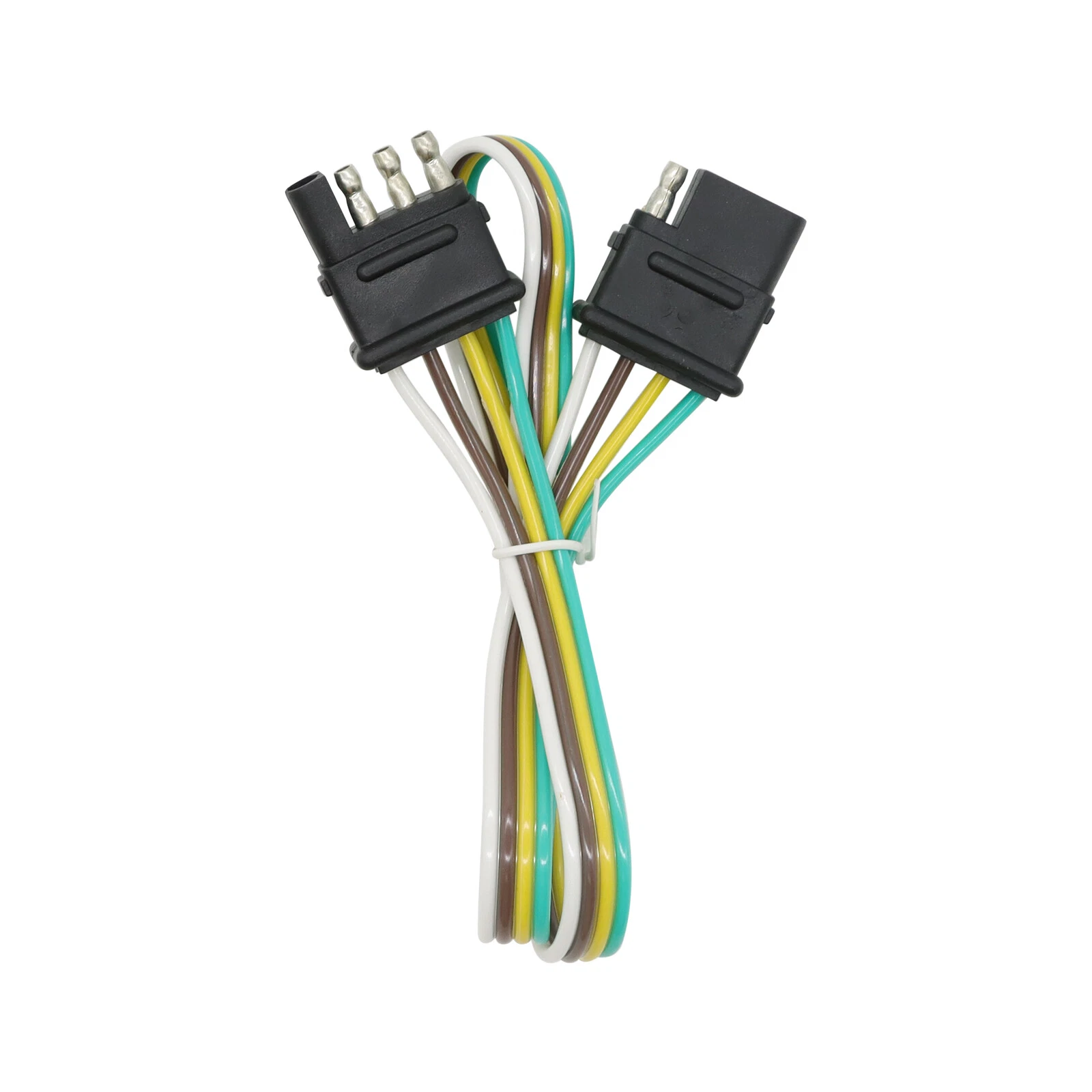 2ft 4-Pin Trailer Light Plug Wiring Harness Extension 18 AWG Flat Wire Connector