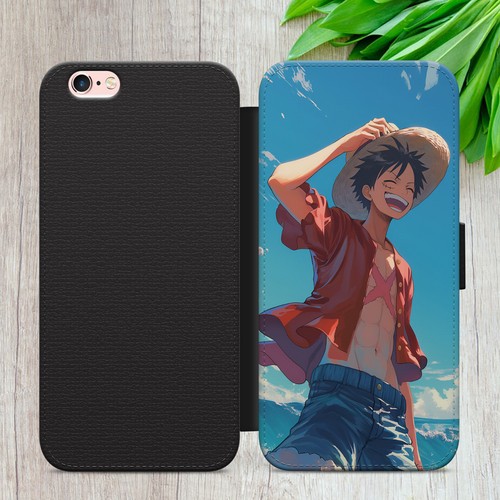 ONE PIECE LUFFY FLIP CASE FOR IPHONE SAMSUNG HUAWEI MANGA WALLET PHONE COVER - Picture 26 of 36