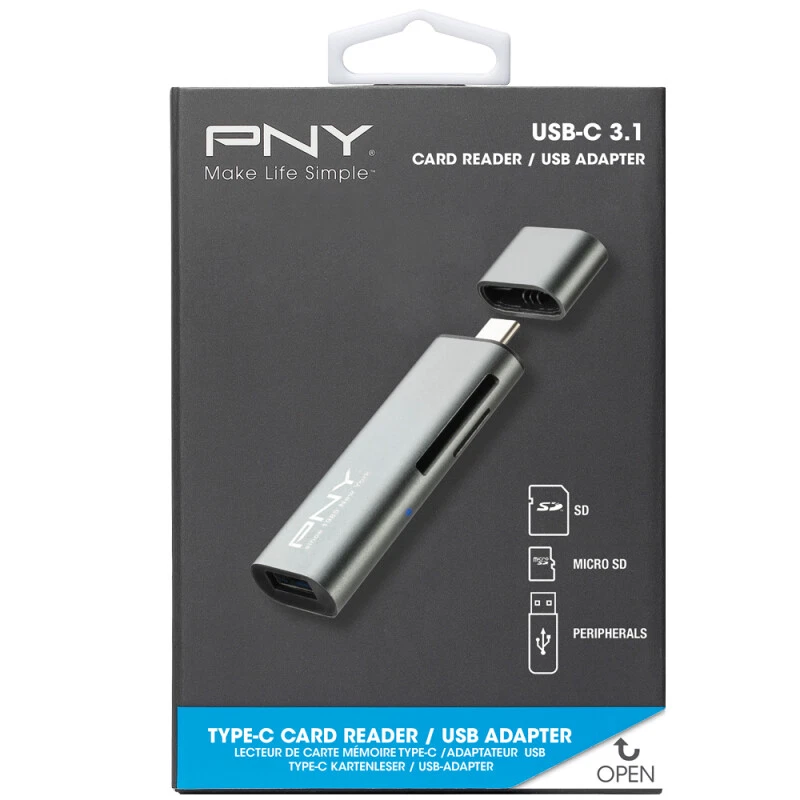 PNY R-TC-UA-3N1E01-RB card reader USB 3.2 Gen 1 (3.1 Gen 1) Type-C Metallic - Image 2 of 4