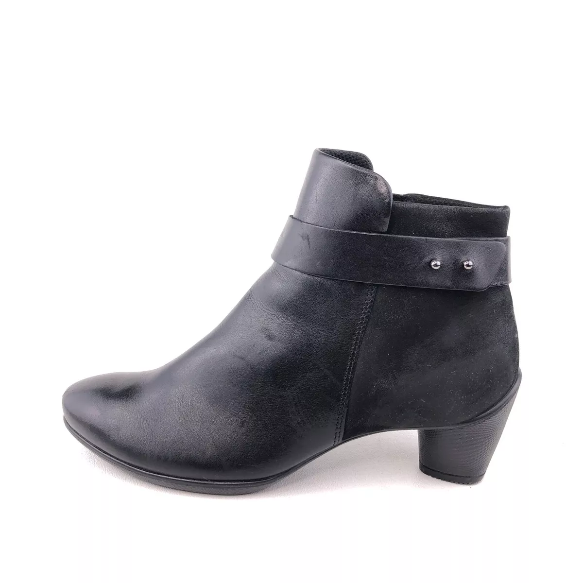 Ecco Sculptured 45 Casual Ankle Booties Womens Size 7 EUR 38 Black Leather Zip