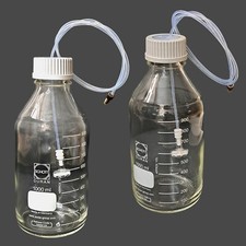 Set 2 Schott Media Storage Bottle Clear 1000 ml W/G7120-60007 Solvent Reservoir