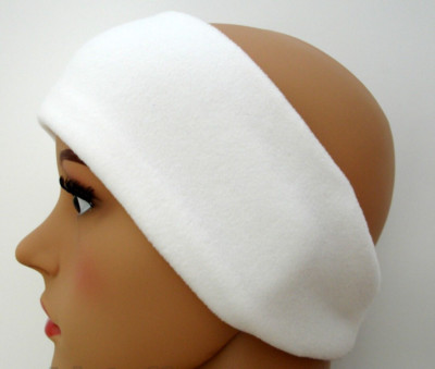 Weißes Stirnband Erwachsene EXTRA DEHNBAR WEICH MICROFLEECE 9cm Ski Ohrenschützer (Made UK)