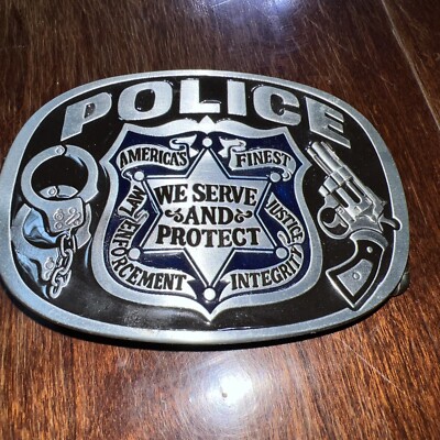 Police Belt Buckle Policeman Sheriff Western Cowboy Motorcyclist