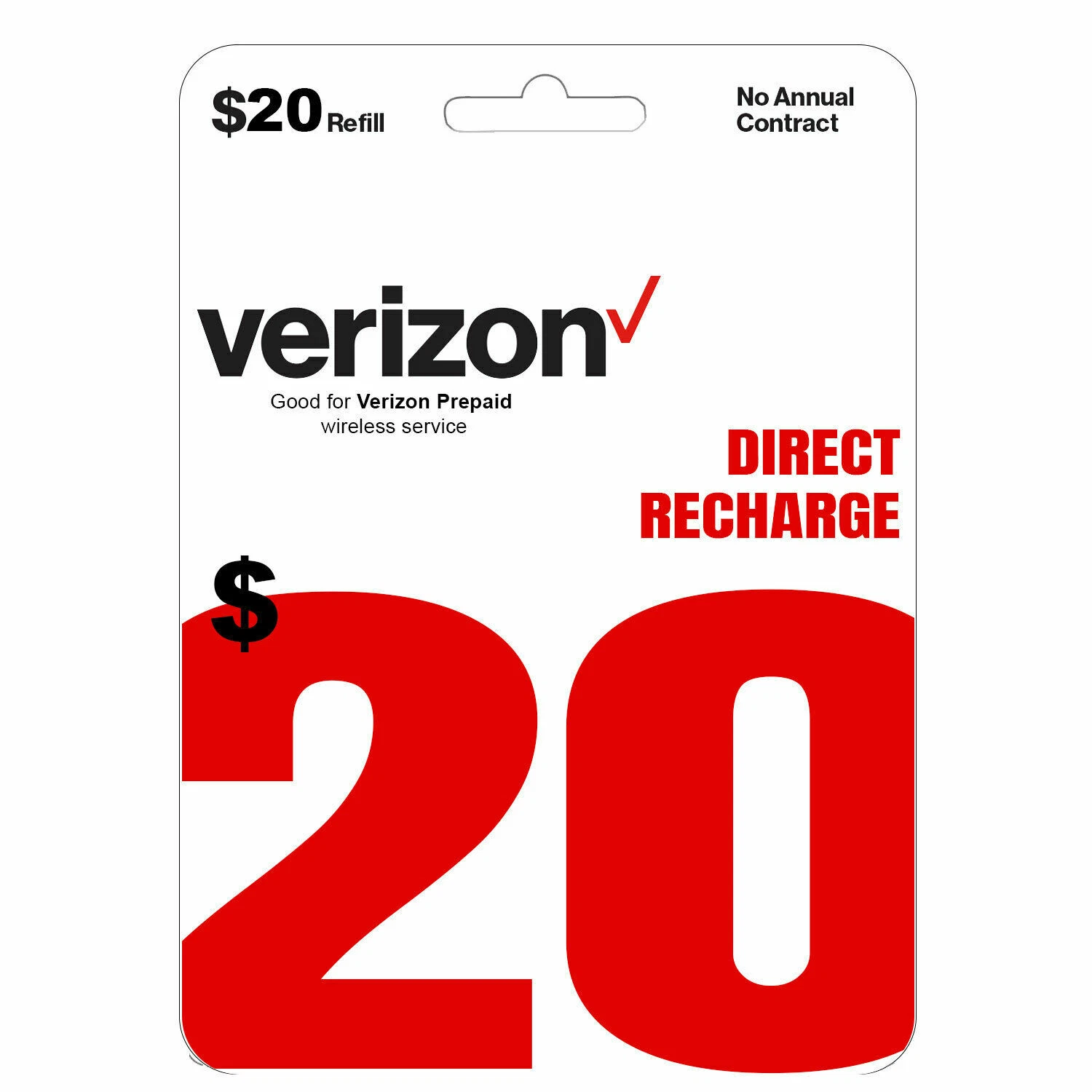 Verizon Wireless- $20 Refill, Top-Up Airtime Card for Verizon Prepaid Service