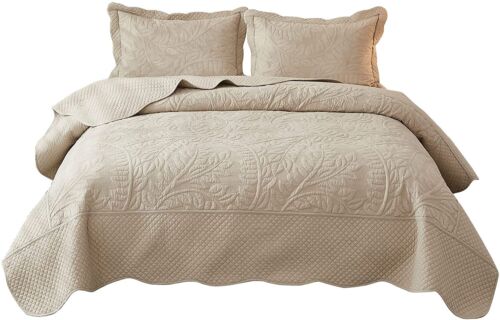 3-Piece 100% Cotton Oversized Bedspread Set Coverlet Set Lightweight Quilt Set - Bild 1 von 43