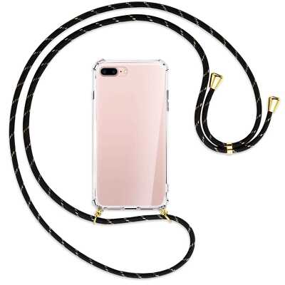Handykette für Apple iPhone 7 Plus / 8 Plus schwarz/gold (G) Hülle mit Kordel