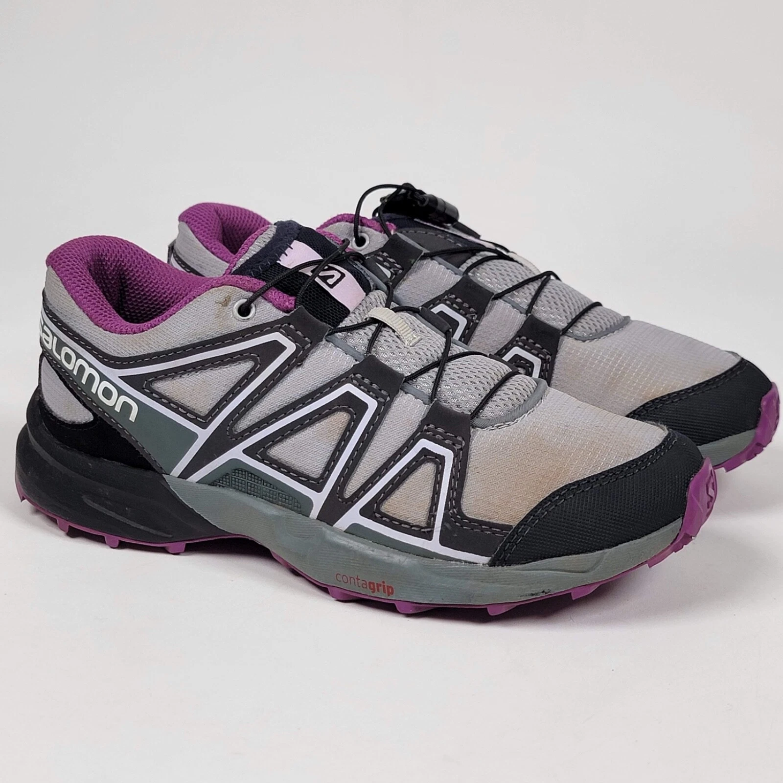 Scarpe da ginnastica Salomon per bambini taglia US 3 35 grigio viola a rete trail running