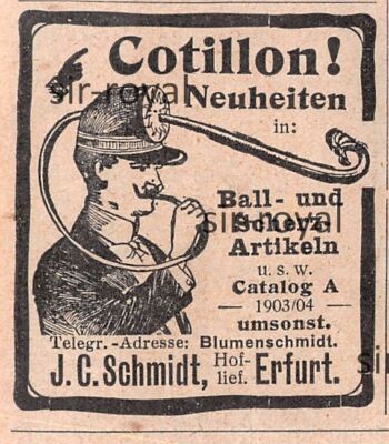 Scherzartikel - J.C. Schmidt Erfurt - 1904 - Historische Werbung ~5x6cm