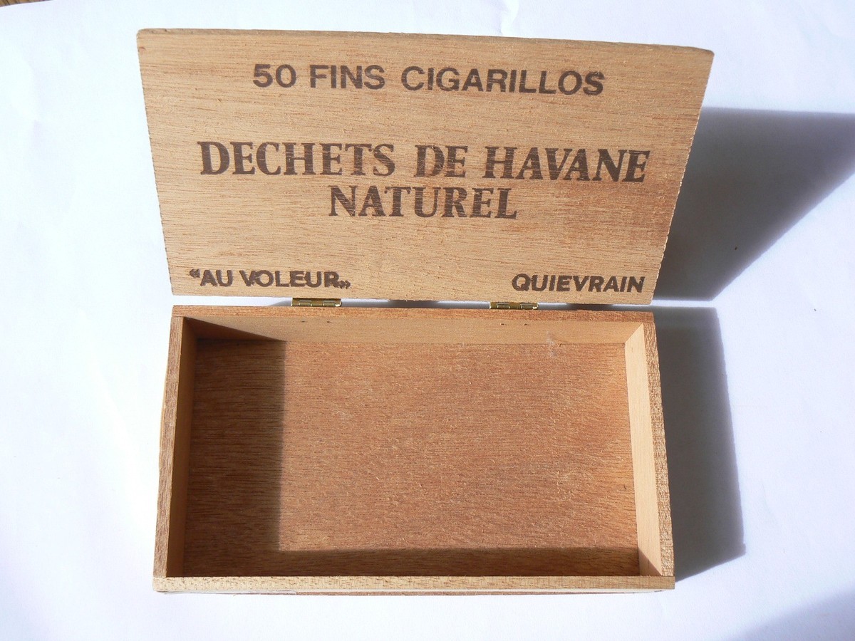 Cigarillos fins, Ancienne bote de 50, vide, en bois, Au Voleur, Quievrain.  | eBay