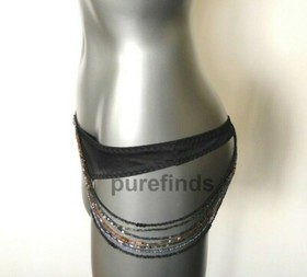 AGENT PROVOCATEUR SOIREE SILK LIDIJA THONG AP2 in black RRP &pound;295 NWT