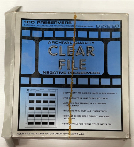 VINTAGE ARCHIVAL QUALITY CLEAR FILE 100 NEGATIVE PRESERVERS U.S.A.