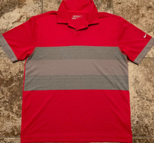 NIKE GOLF TOUR PERFORMANCE DRI FIT POLO SHIRT  MENS M  RED GREY COLOR BLOCK