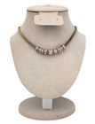 Anne Klein Gold Tone Hollow Chain Choker Charm Necklace With Rhinestones