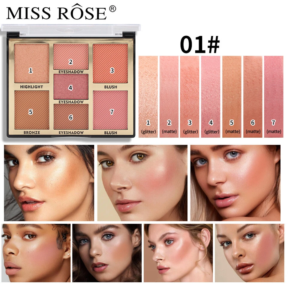 MultI Use Face Highlighter Palette Eyeshadow Highlight Bronze Matte Blush Pallet - Image 2 of 4
