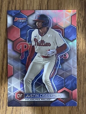 2023 BOWMANS BEST TOP PROSPECTS REFRACTOR #TP-25 JUSTIN CRAWFORD PHILLIES WOW!!