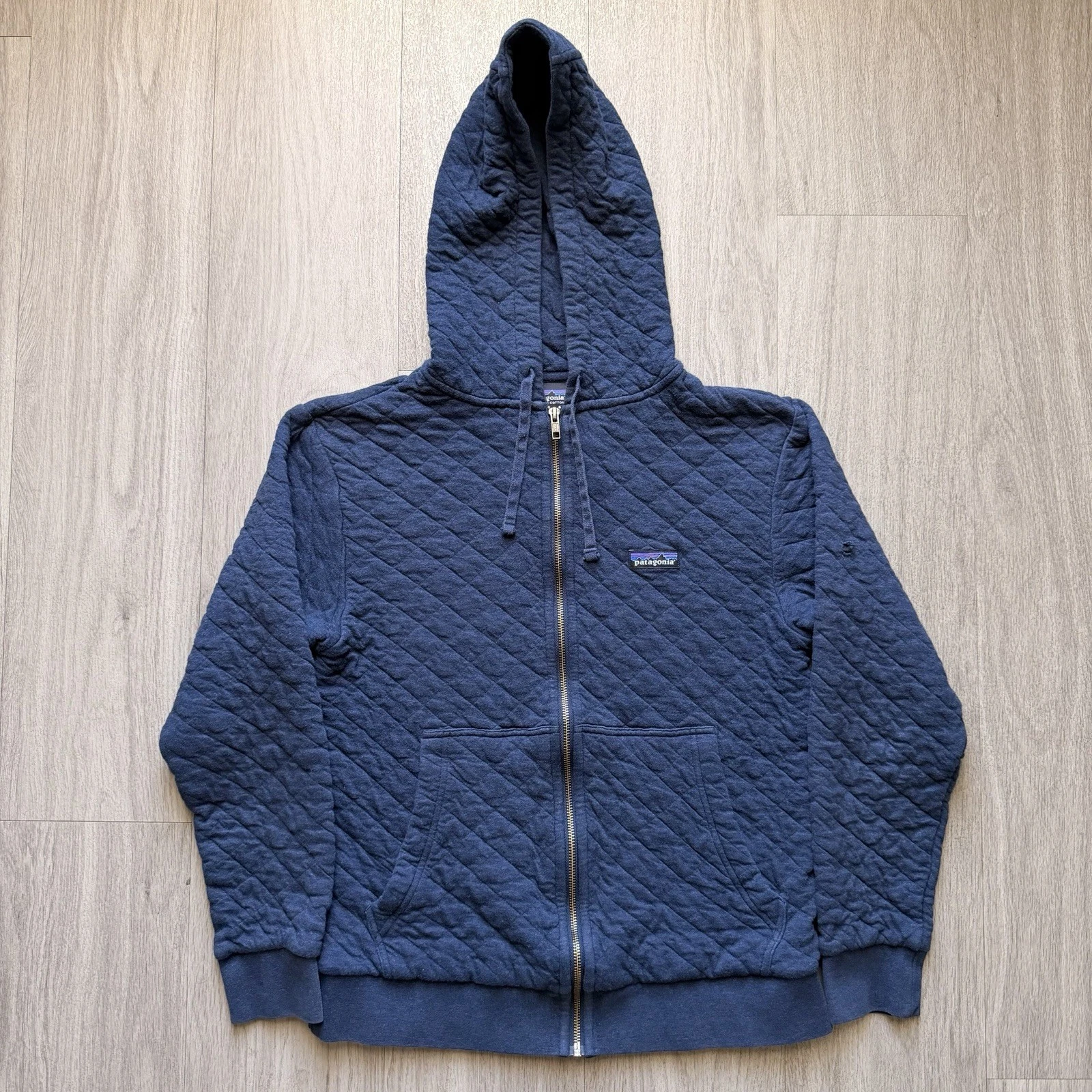 Patagonia Organic Cotton Quilt Hoody Full Zip Navy Size Small