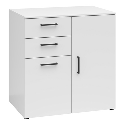 Kommode - weiß - 2 Türen - 2 Schubkästen - XL-Tiefe - 80 cm breit Sideboard - Bild 1 von 7