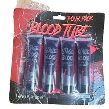 Spooktacular Creations Fake Halloween Vampire Blood Tube 4 Packs 1oz