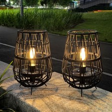 TRIROCKS Solar Lights Outdoor Garden 2 Pack Waterproof Lanterns 30cm Black UK