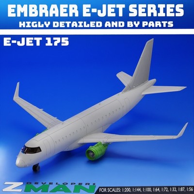 3d printed Embraer 175 (E-JET SERIES) V3 (4 IN 1) plane aircraft jet fighter