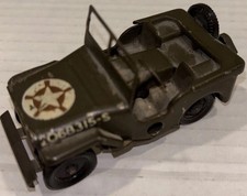 Vintage Tin Metal TRI-ANG MINIC-TOYS U.S. Army Wind-Up JEEP England NO KEY Green