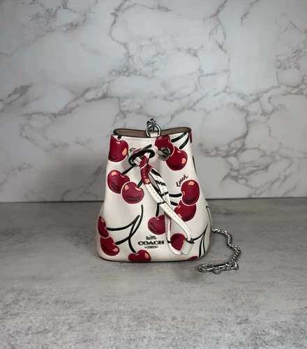 COACH Gesso da polso con coulisse stampa ciliegia CZ030 nuovo con etichette