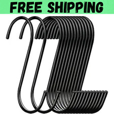 30 Pack Heavy Duty S Hooks Black Steel S Shaped Hooks for Hanging Large 3.5 inch