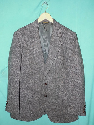 NEW! Vtg 70s HARRIS TWEED SPORT COAT,HERRINGBONE w/COLOR FLECKS, USA UNION,Sz 43