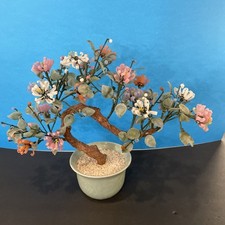 VTG JAPANESE JADE Flowering Bonsai Tree In Celadon Green Pot 4 SHED