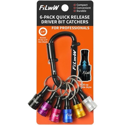 FiLwW Bit Holder Keychain,6Pcs 1/4 Quick Release Driver Small, New Black
