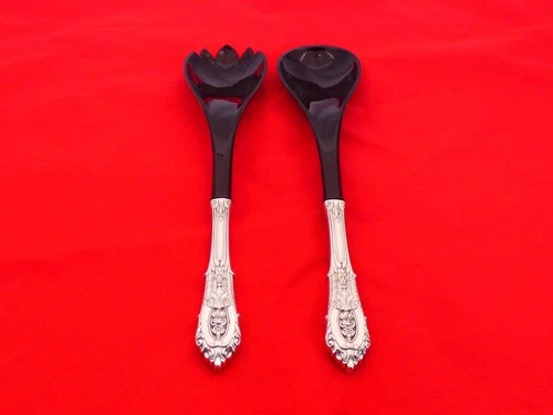 Wallace Sterling Silver Rosepoint 2 Piece Salad / Vegetable Set XG-17