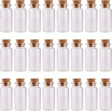 MaxMau 24PCS 10ml Glass Bottles Mini Vials with Cork Stoppers for DIY Clear